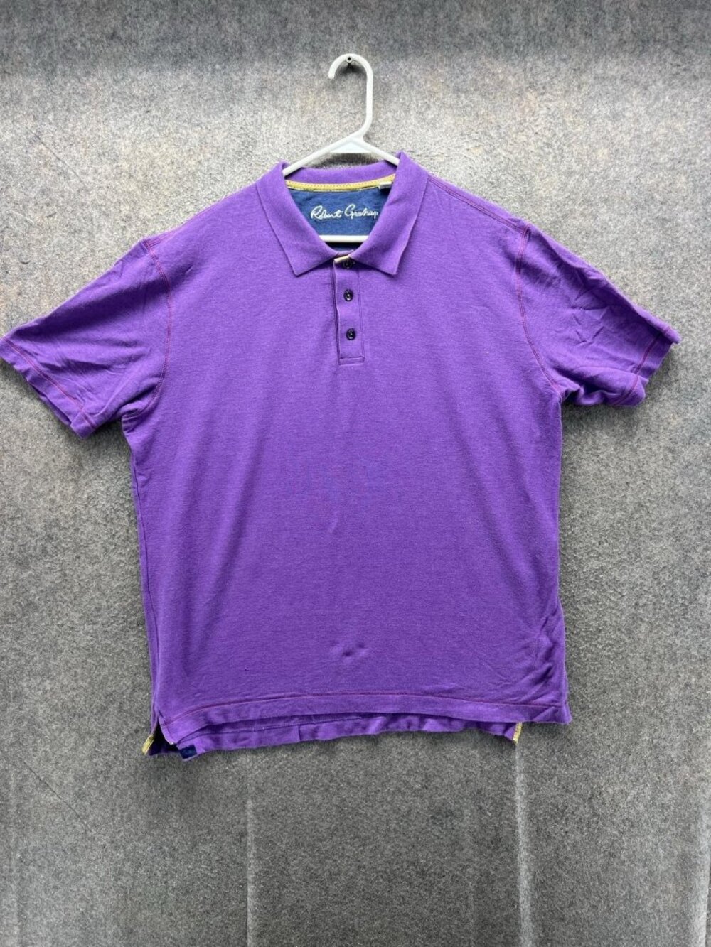 Robert Graham Polo Shirt Men Large Purple Classic Jersey Casual Short Sleeve